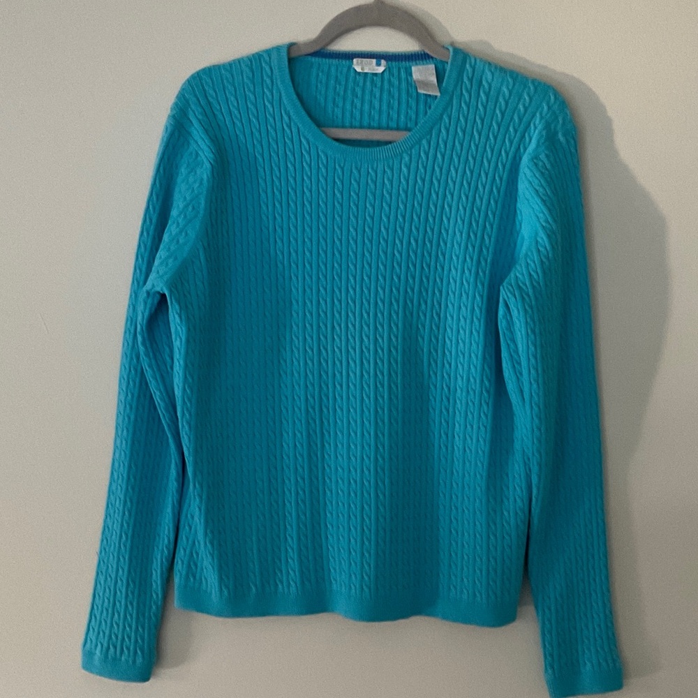 NWOT Izod Flex Teal Cable Knit Sweater Y2K Preppy Sz XL